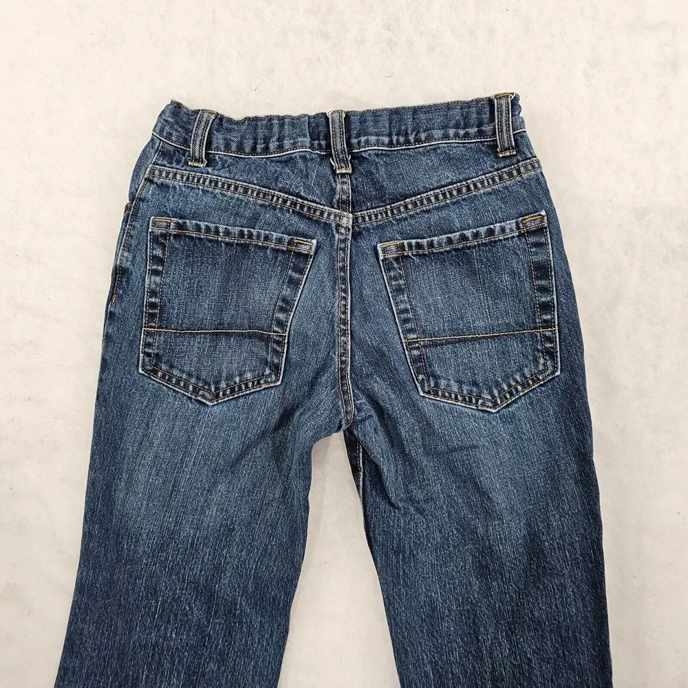 Old Navy Boot-Cut Jeans Denim Whisker Dark Wash Blue Kids Boys Size‎ 10 (28x23)